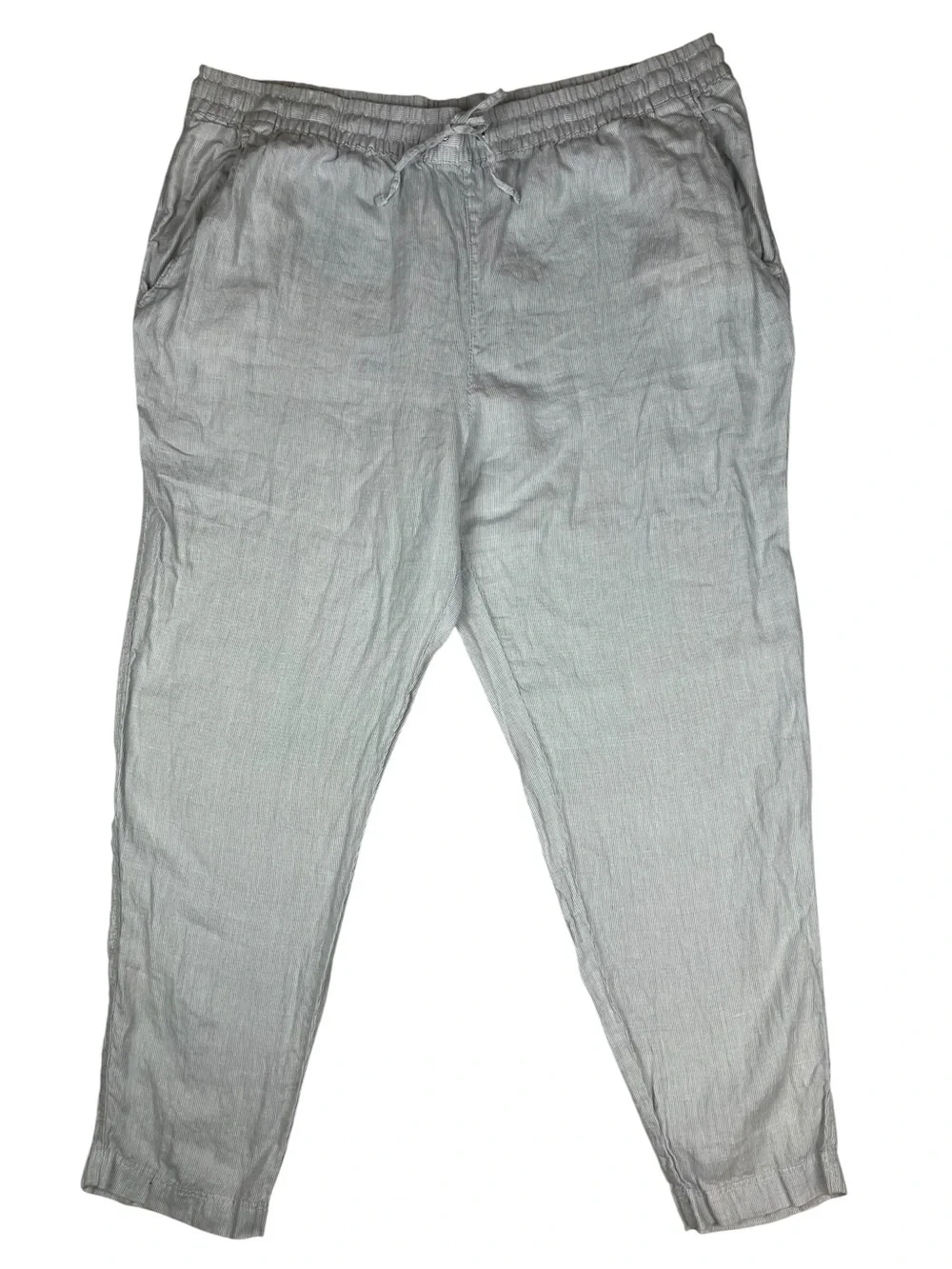 H&M Linen Pinstripe Pants Coastal Resort Vacation Quiet Luxury Mediterranean XXL